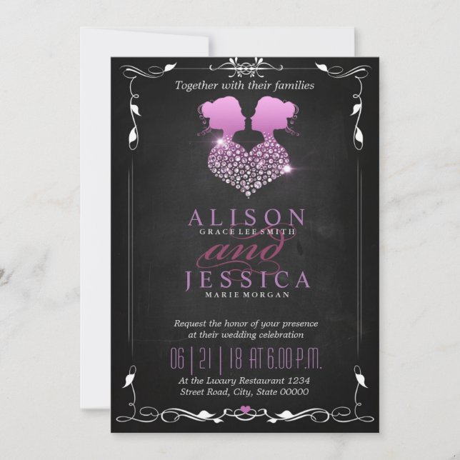 Invitation Mariée et mariée - Deux mariées Mariage - Lesbienn (Devant)