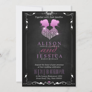 Invitation Mariée et mariée - Deux mariées Mariage - Lesbienn