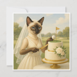 Invitation Mariée Golfeuse Chat de Golf coupe le gâteau Enter