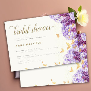 Invitation Mariée Lilac Hydrangea Boho classique moderne
