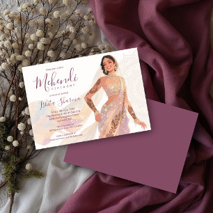 Invitation Mariée Mehendi Glamouruse Henné Prune TLW26
