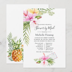 Invitation Mariée ou Baby shower floral tropical par courrier