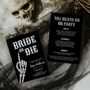 Invitation Mariée ou mort Gothique Skull Bachelorette Party