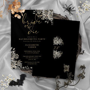 Invitation Mariée ou Mourir Black Gold Gothique Enterrement d