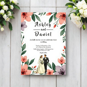Invitation Mariée Romantique Et Nouveau Marié Jardin Floral M