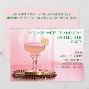 Invitation Mariée rose Margarita / Bachelorette
