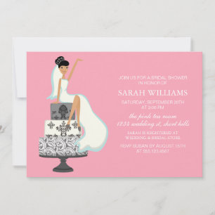 Invitation Mariée rose sur gâteau Mariage