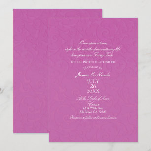 Invitation Mariée Royale en Damassé Conte de Fée Rose Princes