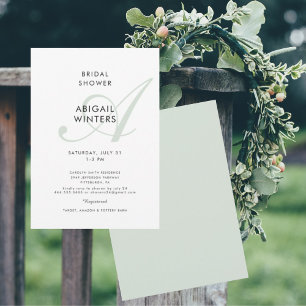 Invitation Mariée sage moderne initiale simple douche de mari