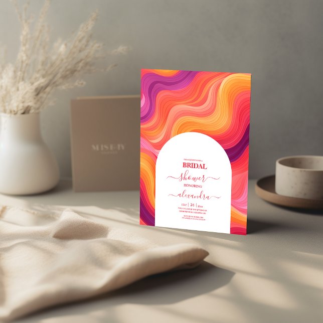 Invitation Mariée super Retro Rose et Orange Arch (Créateur téléchargé)