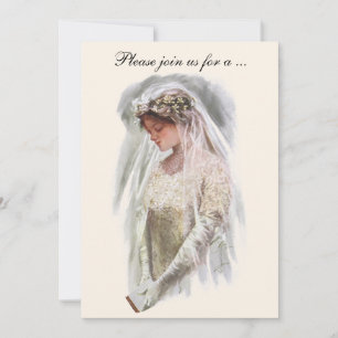 Invitation Mariée victorienne vintage, fête de mariage