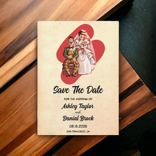 Invitation Mariée vintage Groom Mariage rétro Enregistrer la 