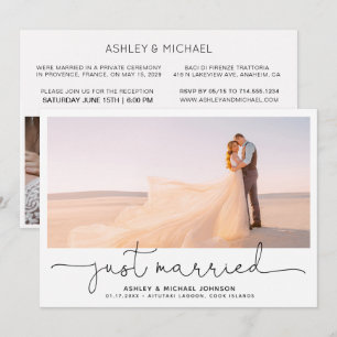 Invitation Mariés à l'instant Réception photo pour fugue amou