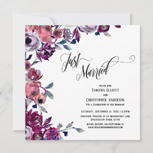 Invitation Mariés à l'instant Script Élaboré Fleurs Gras