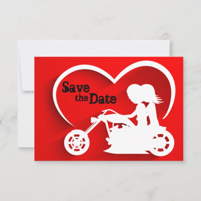 Invitation Mariés à moto Save the Date Mariage (Devant)
