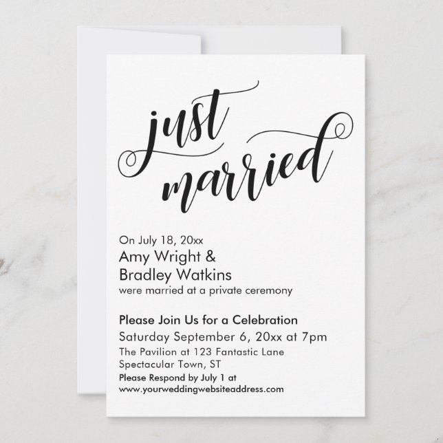 Invitation Mariés à peine Fancy Script Célébration de mariage (Devant)
