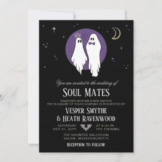 Invitation Mariés de l'Ame Mariage Halloween Fantôme Ensorcel