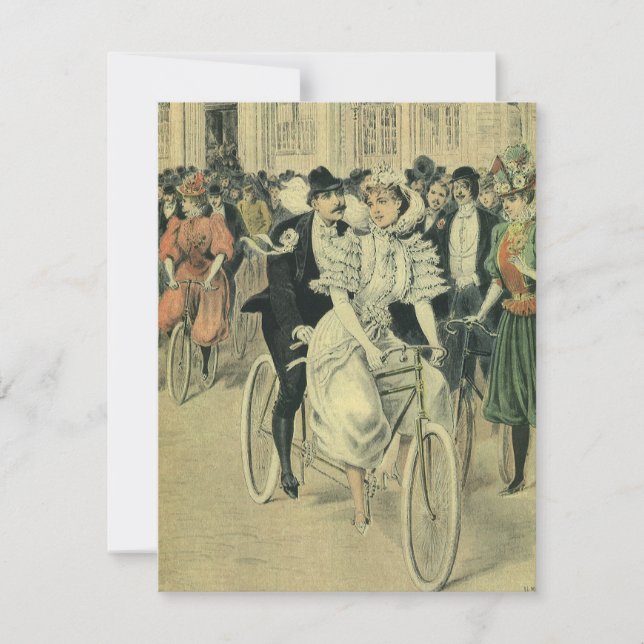 Invitation Mariés de mariage victorien bicyclette de jeunes m (Devant)