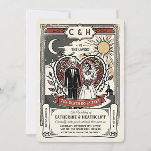 Invitation Mariés squelettes rétro Mariage Tarot