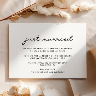 Invitation Mariés tout juste Annonce de mariage simple