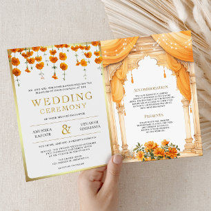 Invitation Marigold Floral Sud Indien Mandap Mariage hindou
