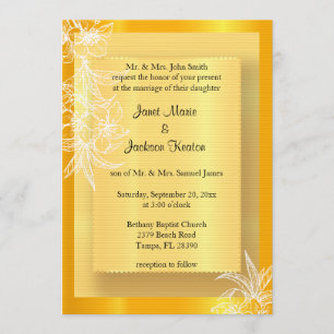 Invitation Marigold moderne Timbre floral jaune et blanc