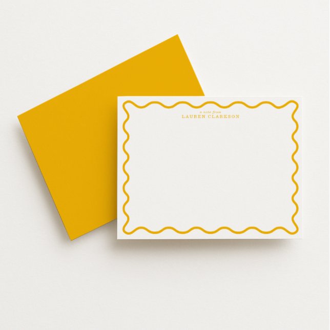 Invitation Marigold Yellow Modern Wavy Border Note Card (Créateur téléchargé)