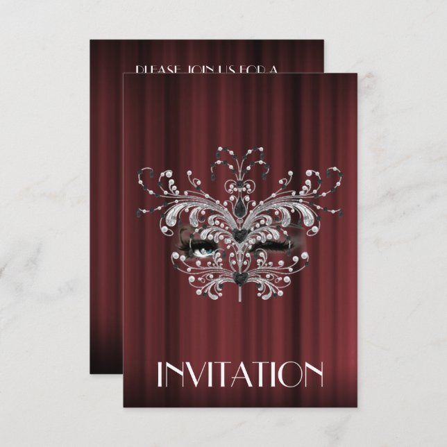 Invitation Marilyn Monroe Surprise Argent Bourgogne Maroon (Devant / Derrière)