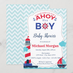 Invitation Marin, Ohé C'est un garçon Cadeaux de bébé