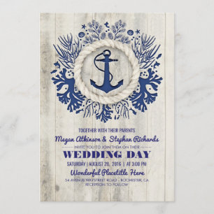 Invitation Marine Ancre nautique Rustic Beach Mariage
