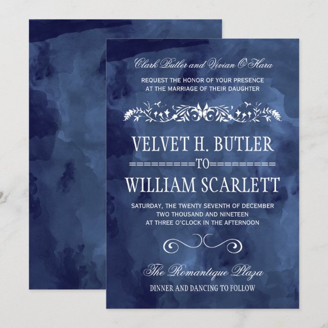 Invitation Marine Aquarelle Bohème Mariage Invite (Devant / Derrière)