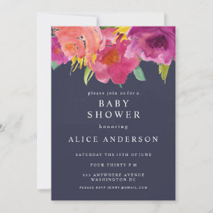 Invitation Marine Aquarelle Floral Garden Baby shower Invitat