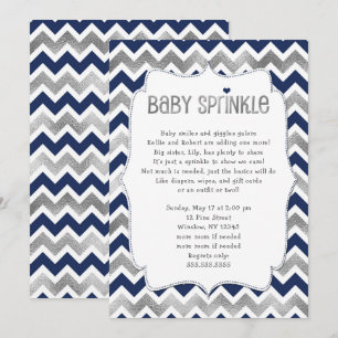 Invitation Marine Argent Bébé Sprinkle, garçon baby shower in