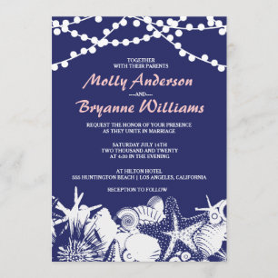 Invitation Marine Artsy Coquillages Chaînes Lumières Plage Ma