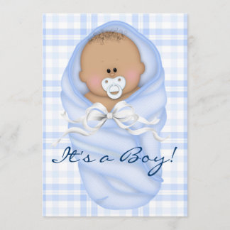 Invitation Marine Baby Blue En vichy bébé garçon douche Invit