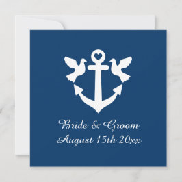 Invitation Marine bleu ancre nautique et colombes blanches ma