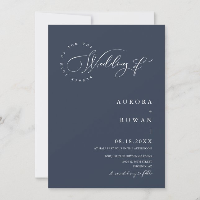 Invitation Marine Bleu Arc QR Code Mariage Photo (Devant)