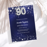 Marine bleu argent étoiles luxe 90e anniversaire
