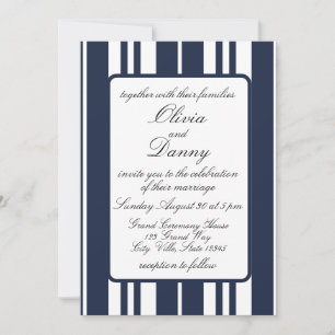Invitation Marine Bleu Blancs Mariage de la mer côtière