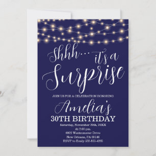 Invitation Marine Bleu et String Lumière Surprise Anniversair