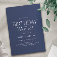 Marine bleu foncé | Anniversaire moderne Sleek