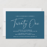 Marine bleu foncé | Simple Script 21st Birthday Pa