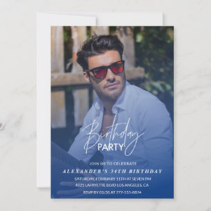 Invitation Marine bleu Hommes Photo 34e anniversaire fête