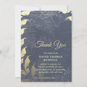 Invitation Marine Bleu & Or Sympathie Merci Floral Feuilles
