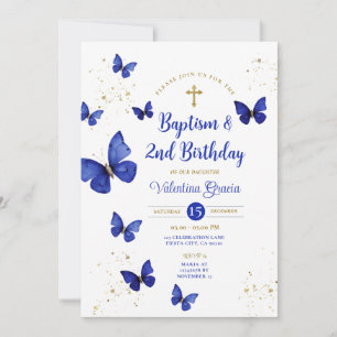 Invitation Marine Bleu papillon garçon fille 3e anniversaire