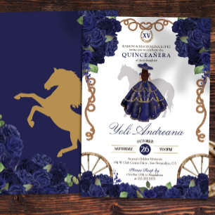 Invitation Marine Bleu Rose Floral Pays Ouest Quinceanera