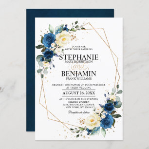 Invitation Marine bleu rose jaune Boho Mariage géométrique