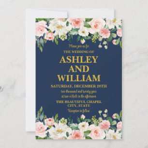 Invitation Marine bleu rose or Boho Bohème Bohème Mariage de