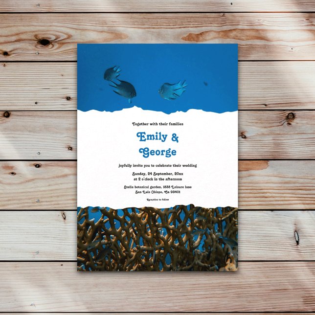 Invitation Marine Bleu sous-marin Sea Fish Reef Beach Mariage (Créateur téléchargé)