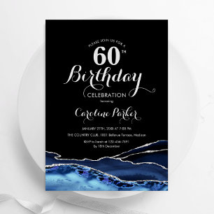 Invitation Marine Blue Black Silver Agate 60e anniversaire